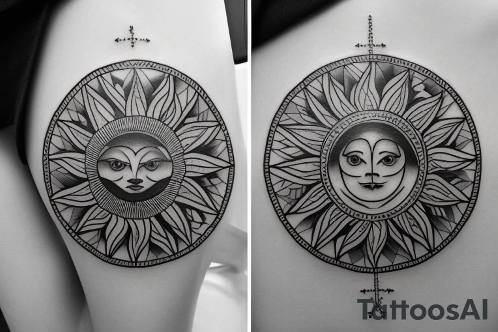 the different examples of sun tattoo idea