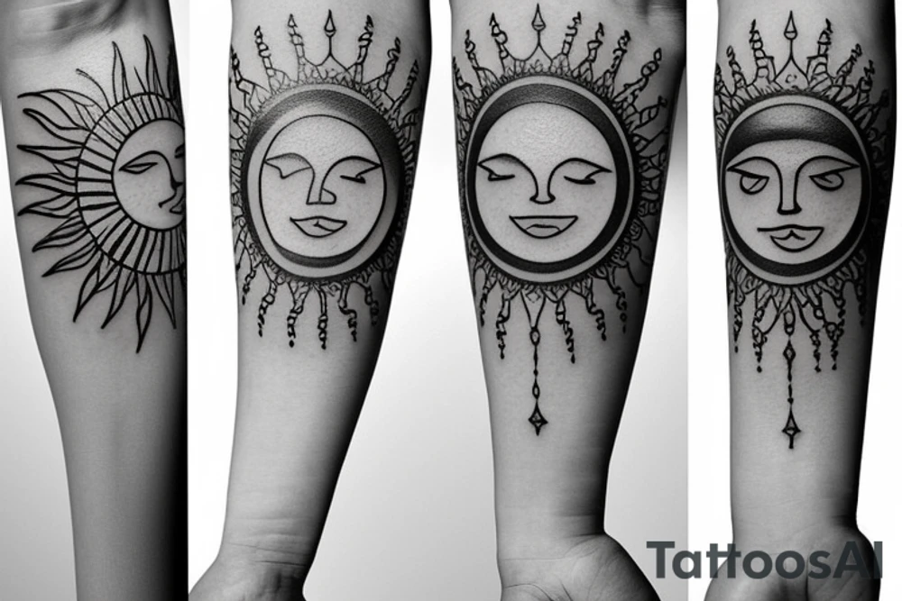 the different examples of sun tattoo idea