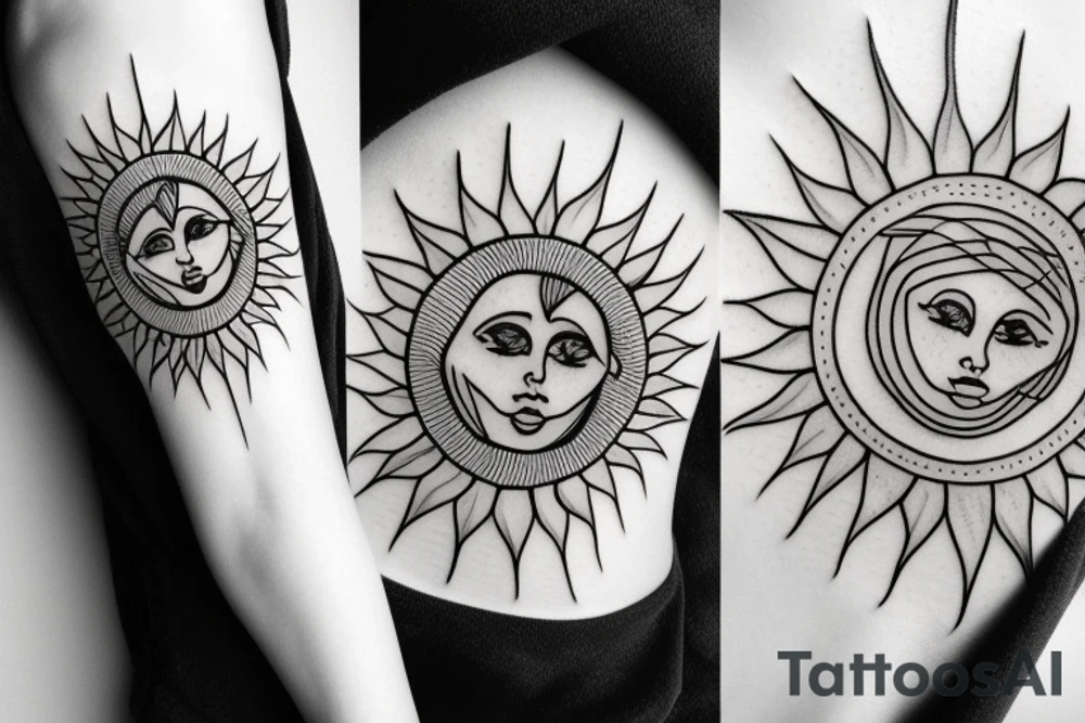 the different examples of sun tattoo idea