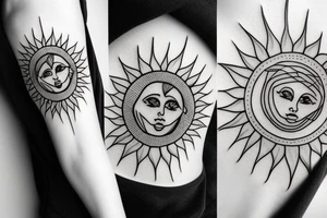 the different examples of sun tattoo idea