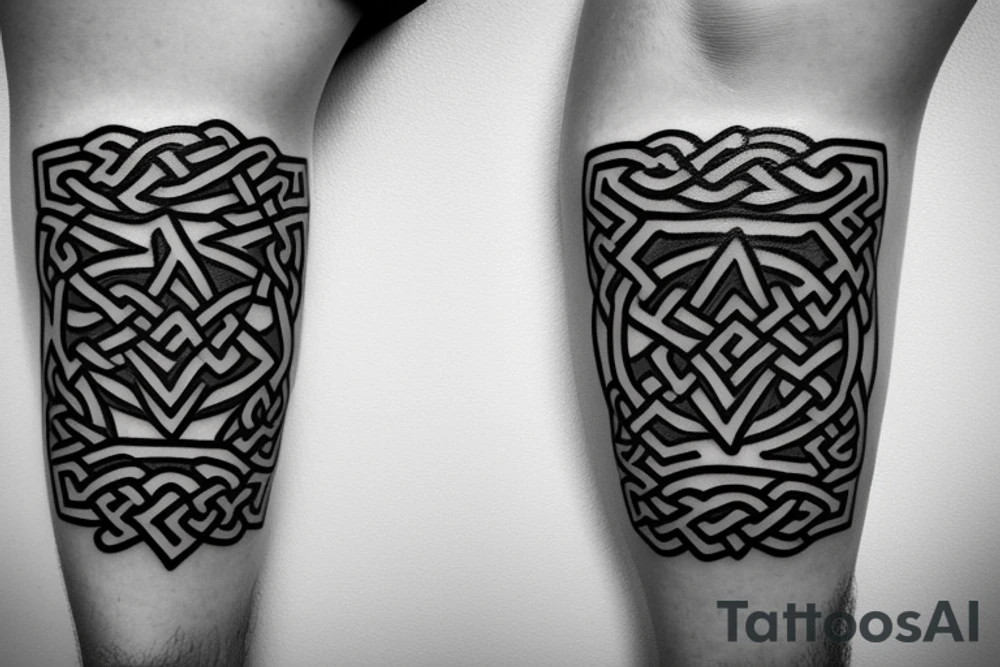 the form of a THIN STRIP around the biceps in red color, the lines are clear and sharp, and organically combine the Belarusian national pattern and Celtic runes. should look neat. the tattoo must NOT take up many places, with a thin strip around the biceps. red color tattoo idea