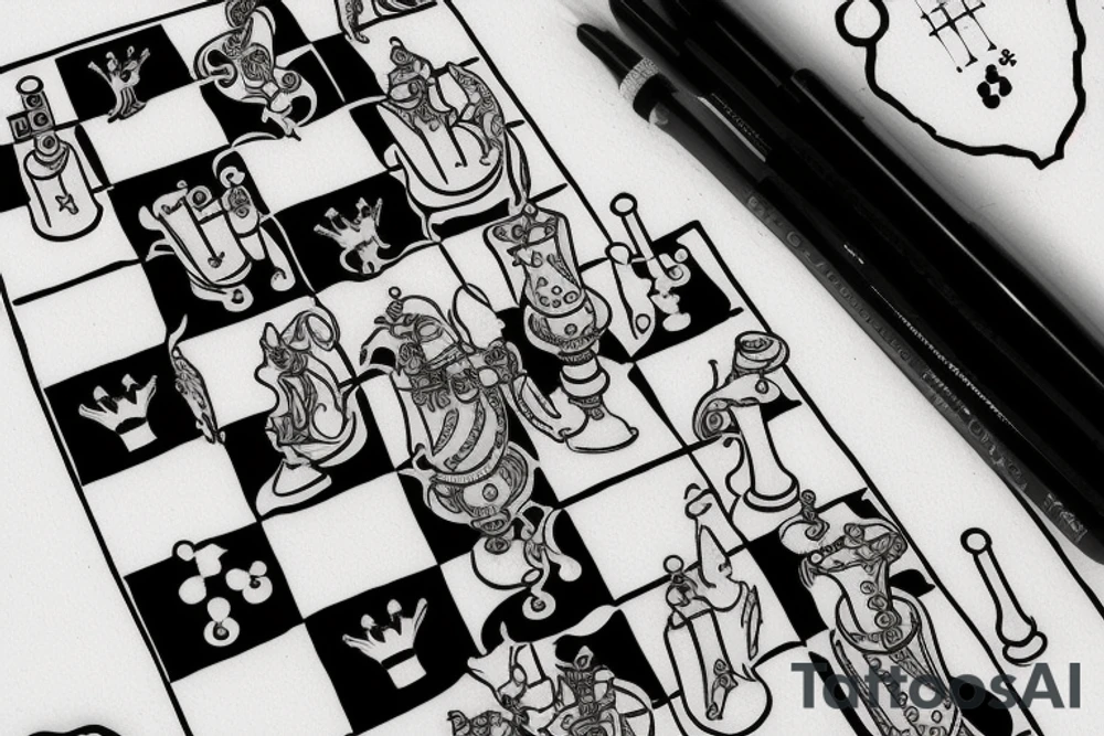 Penguins playing chess on ice tattoo idea