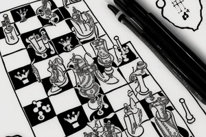 Penguins playing chess on ice tattoo idea