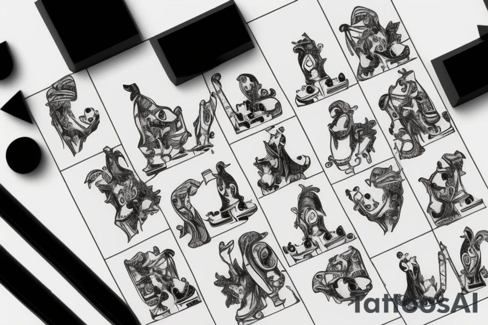 Penguins playing chess on ice tattoo idea