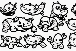 little hippo, little worm and little bird are friends tattoo idea