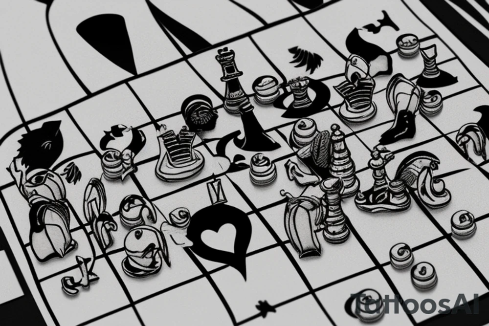 penguins playing chess on a glacier tattoo idea