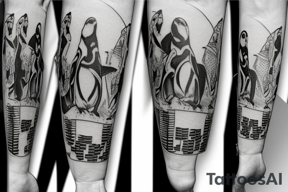 penguins playing chess on a glacier tattoo idea