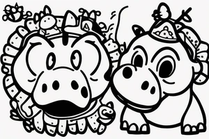 little hippo and little bird are friends tattoo idea
