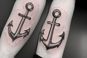 generate a sketch of an anchor tattoo in flowers on a space background tattoo idea