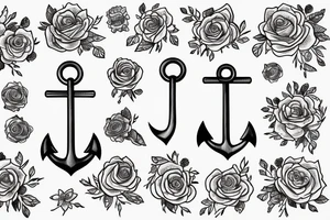 generate a sketch of an anchor tattoo in flowers on a space background tattoo idea