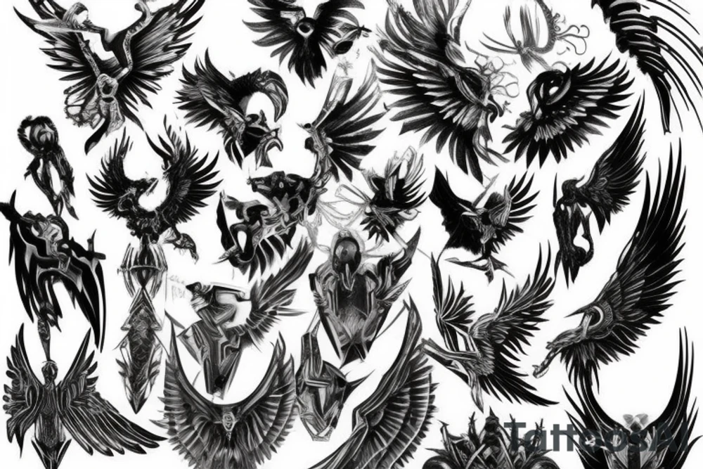 wings and spikes tattoo idea