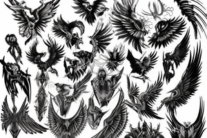 wings and spikes tattoo idea