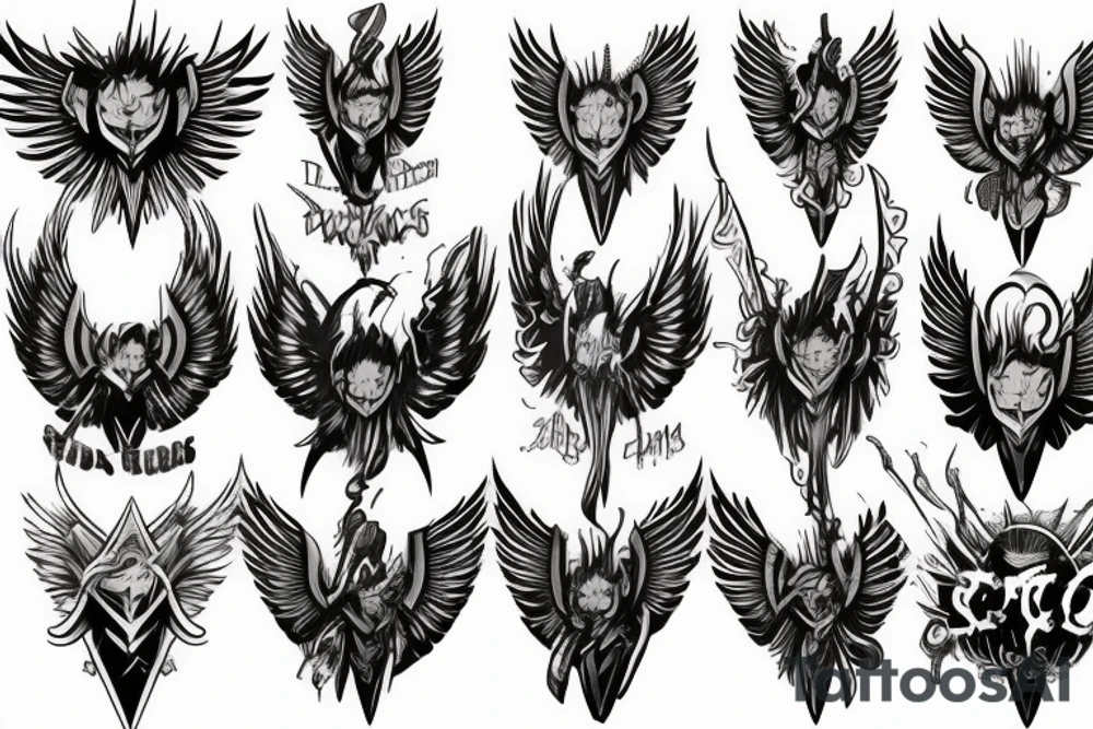 wings and spikes tattoo idea