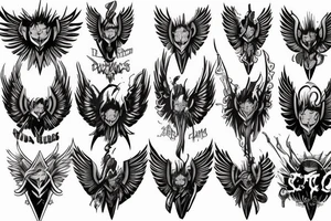 wings and spikes tattoo idea