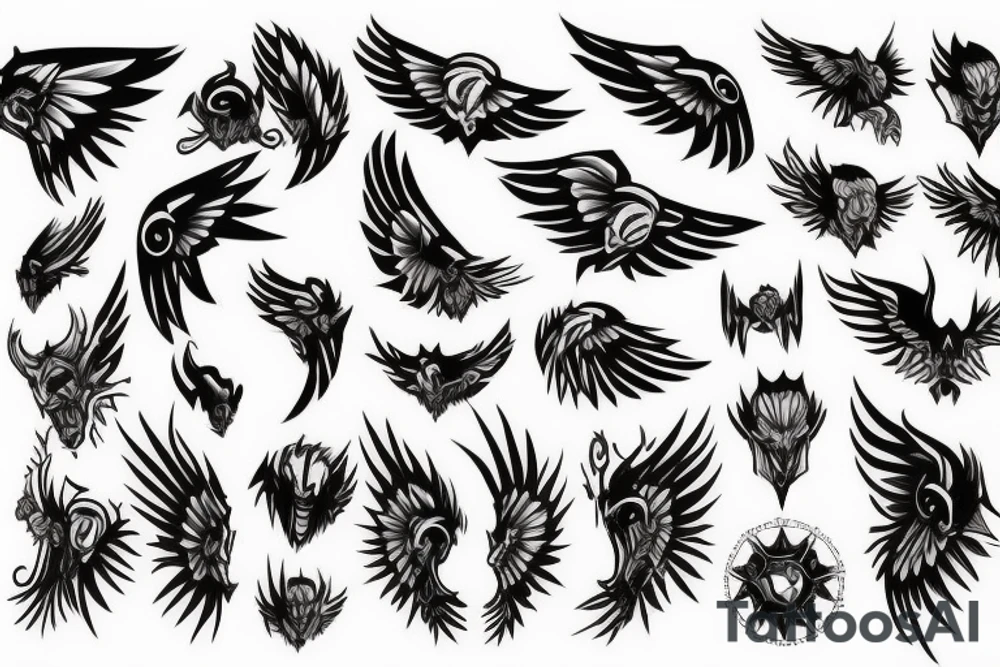 wings and spikes tattoo idea