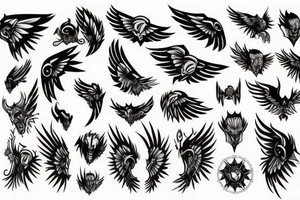 wings and spikes tattoo idea