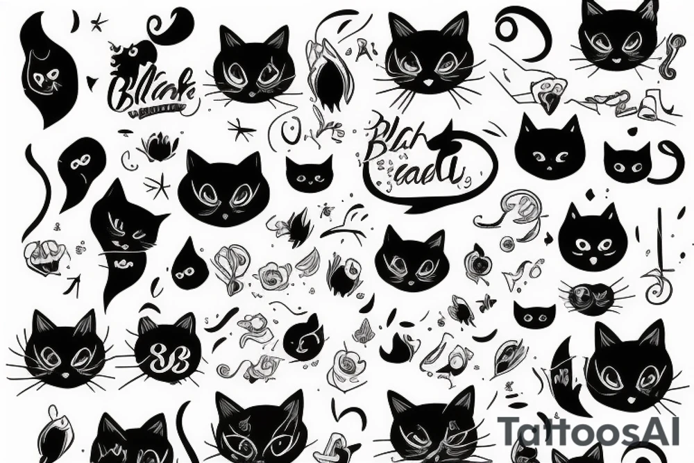 black cat bla bla tattoo idea