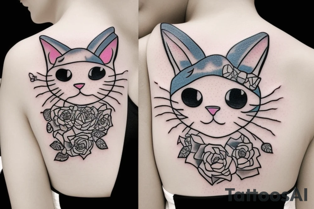 funny cat tattoo idea