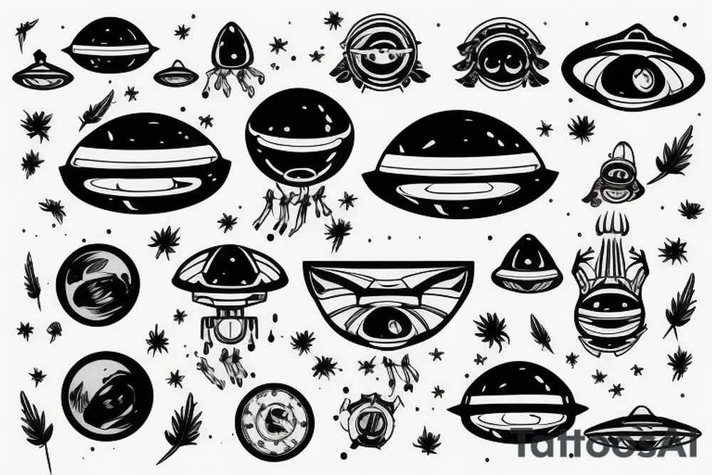 canabis ufo tattoo idea