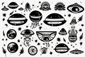 canabis ufo tattoo idea