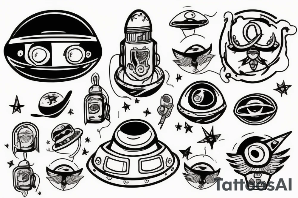 canabis ufo tattoo idea