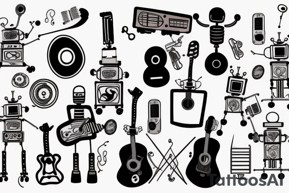 musical robot tattoo idea