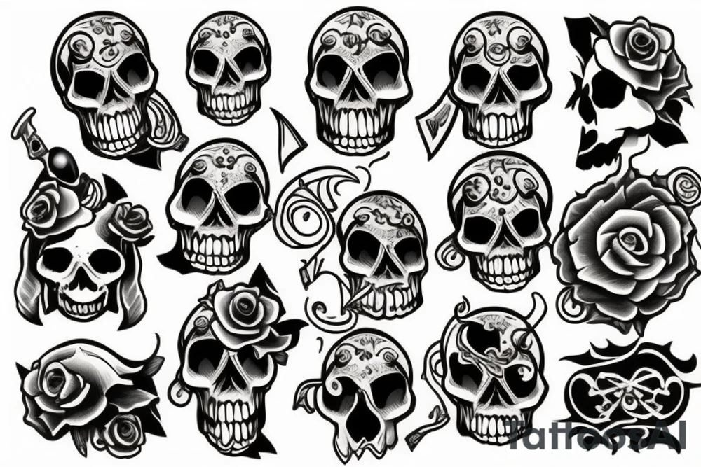skull and bones tattoo idea