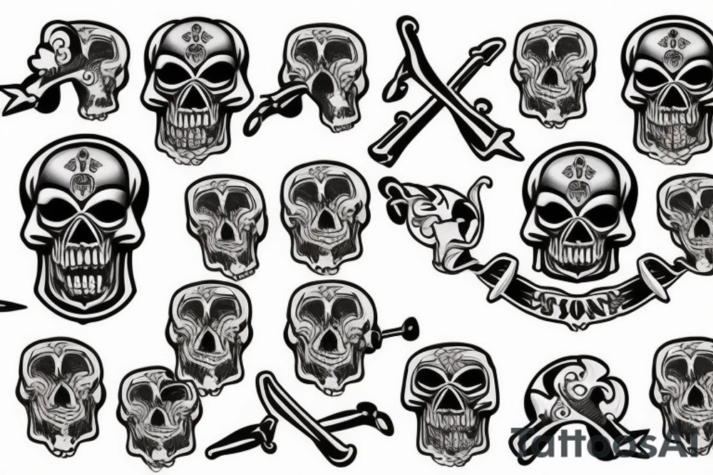 skull and bones tattoo idea
