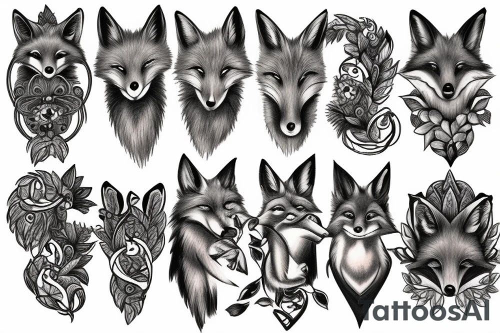 2 fox circle tattoo idea