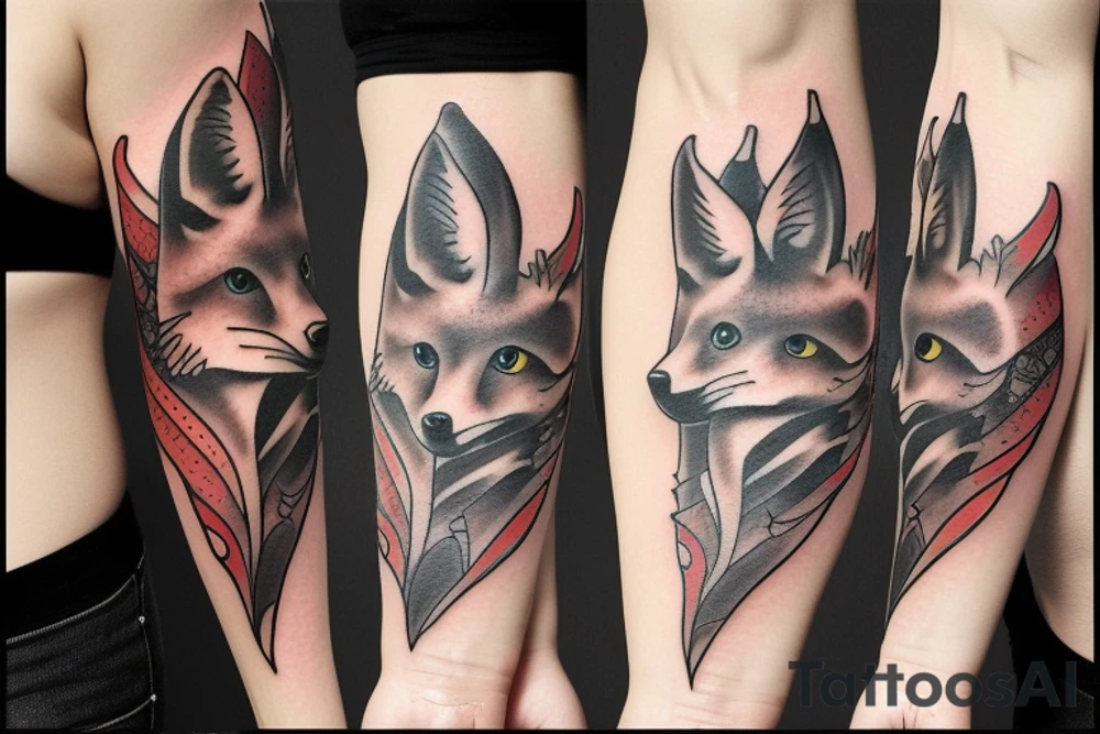 2 fox circle tattoo idea