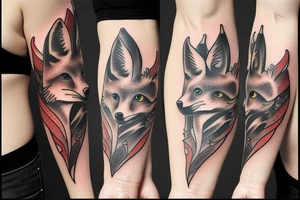 2 fox circle tattoo idea