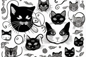 Black and white cats as yin and yang tattoo idea
