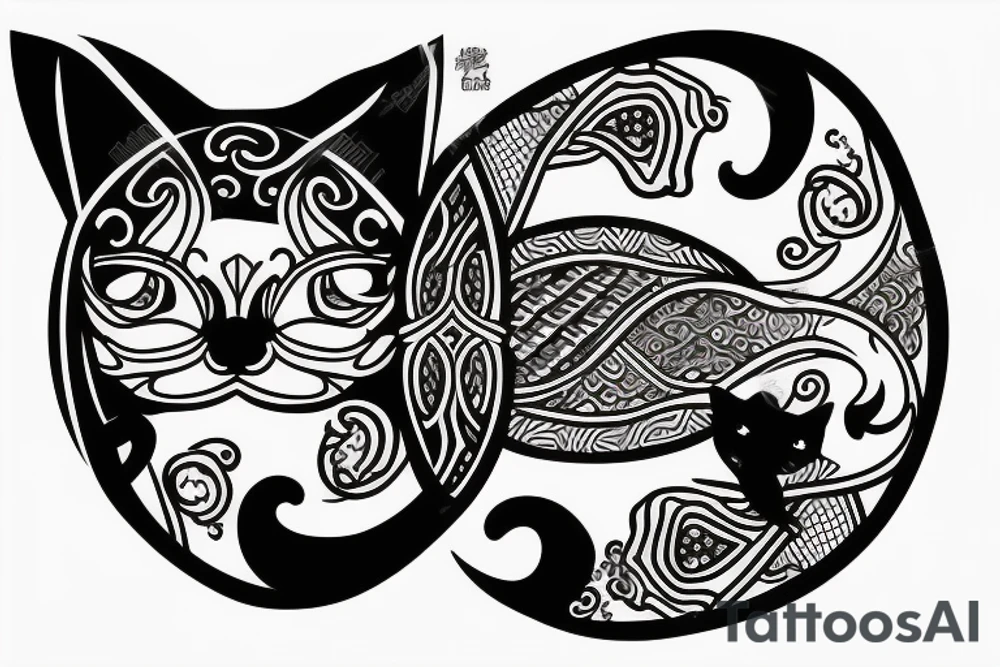 Black and white cats as yin and yang tattoo idea