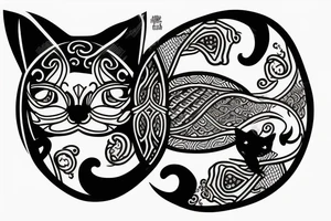 Black and white cats as yin and yang tattoo idea