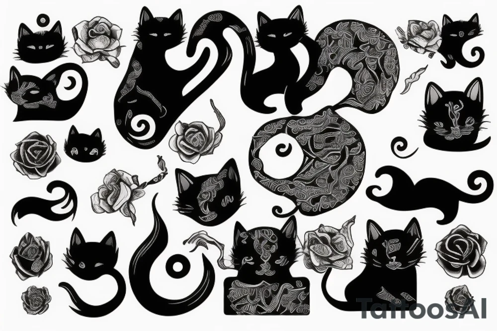 Black and white cats as yin and yang tattoo idea