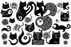 Black and white cats as yin and yang tattoo idea