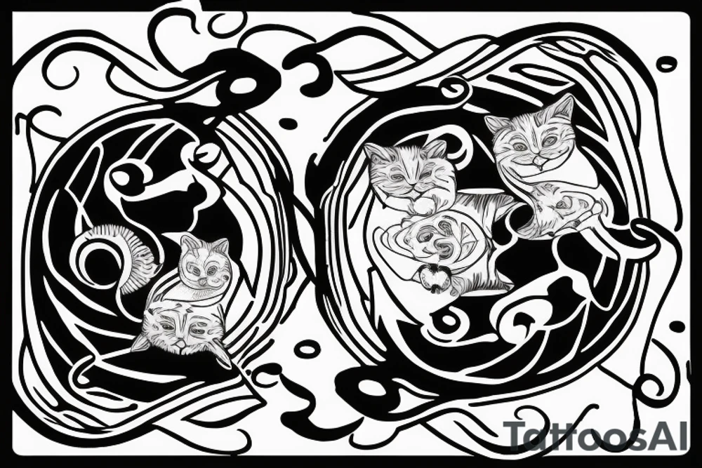 Black and white cats as yin and yang tattoo idea