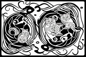 Black and white cats as yin and yang tattoo idea