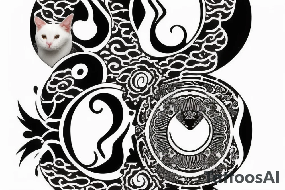 Black and white cats as yin and yang tattoo idea