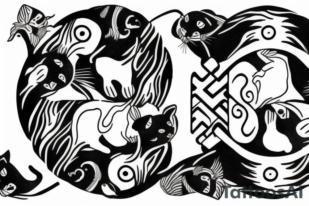Black and white cats as yin and yang tattoo idea