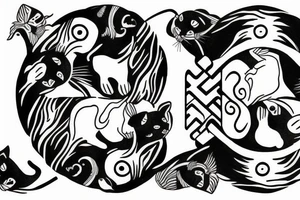 Black and white cats as yin and yang tattoo idea