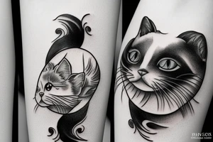 Black and white cats as yin and yang tattoo idea