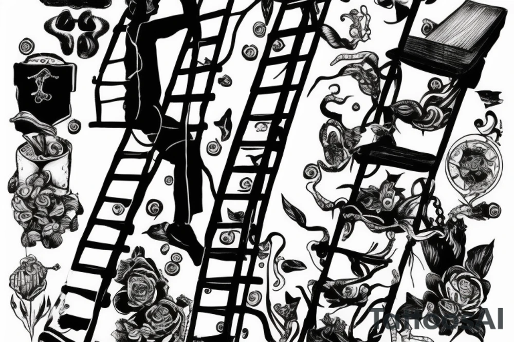 man climbing a ladder tattoo idea