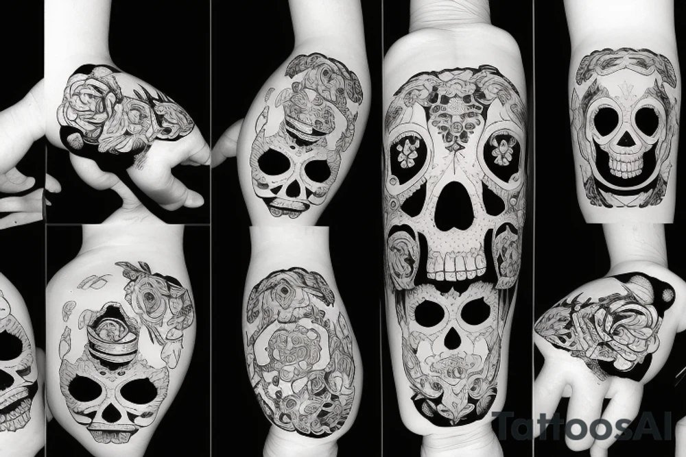 hands around the skull tattoo idea