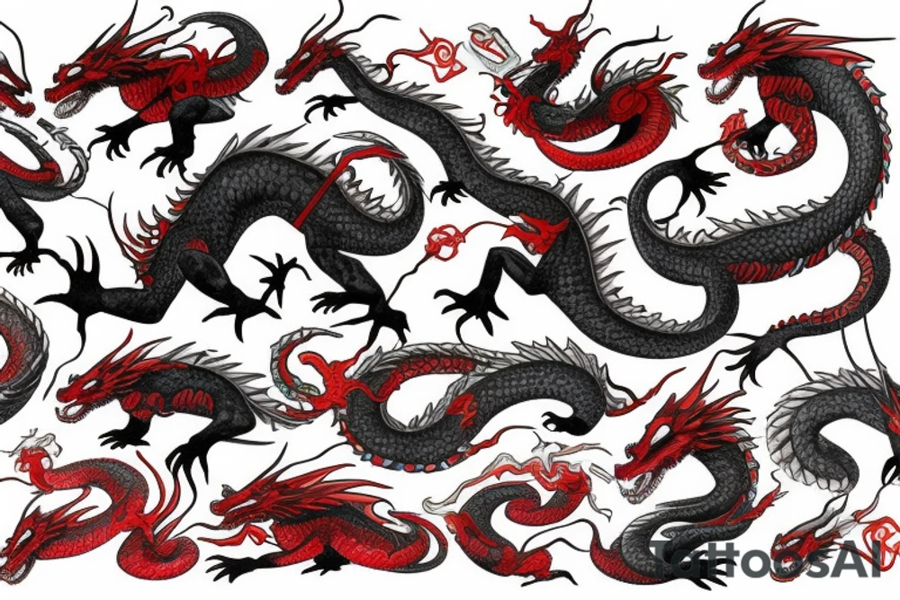 Red epic dragon scale tattoo idea