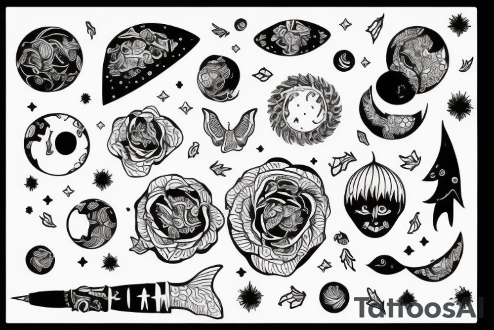 солнце с лучами виде змей tattoo idea