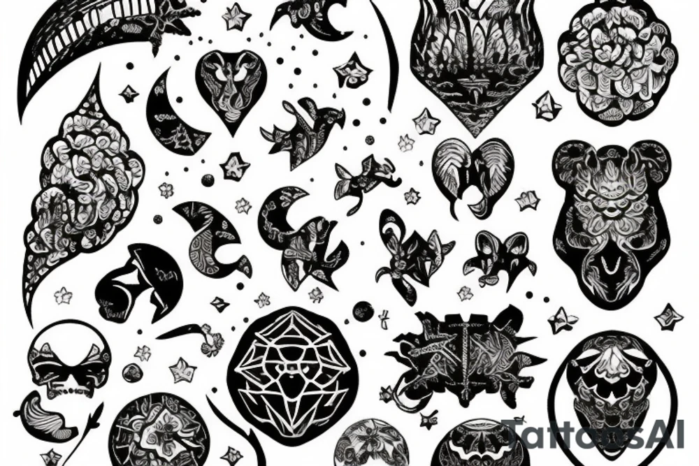 солнце с лучами в виде змей tattoo idea