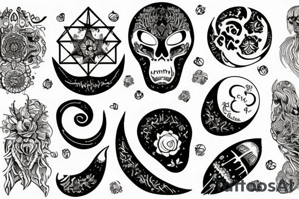 солнце с лучами в виде змей tattoo idea