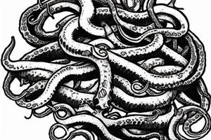 Guts from the manga Berserk with tentacles in the style of Lovecraft tattoo idea