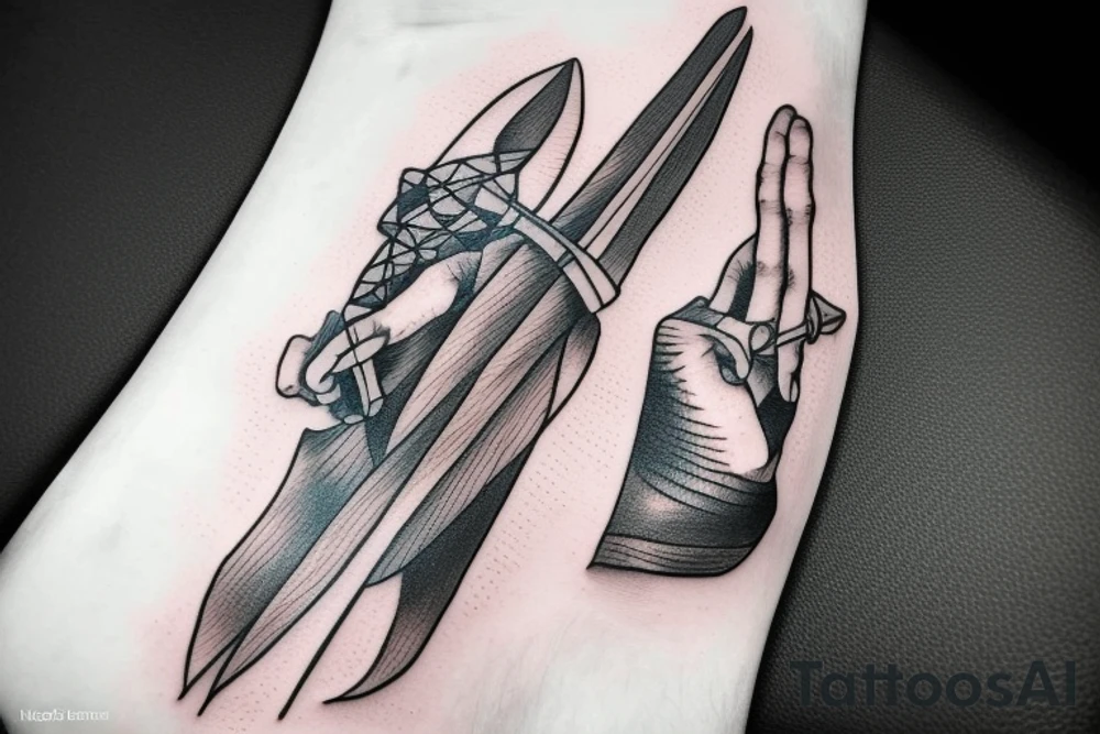 hand with a sword in it tattoo idea